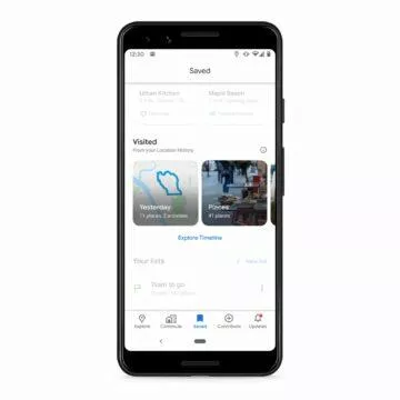 Google Mapy Uloženo časová osa