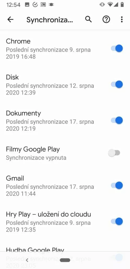 google aplikace synchronizace
