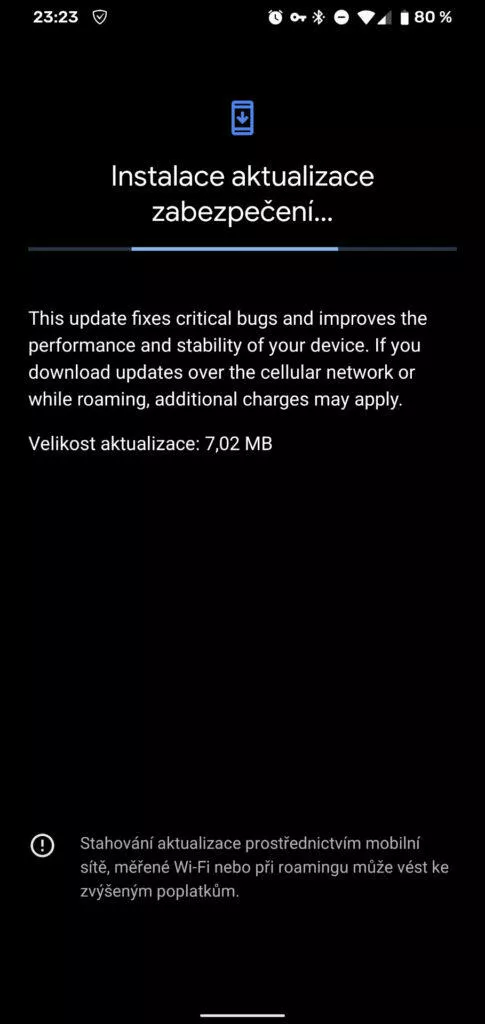 instalace aktualizace zabezbeceni android 10