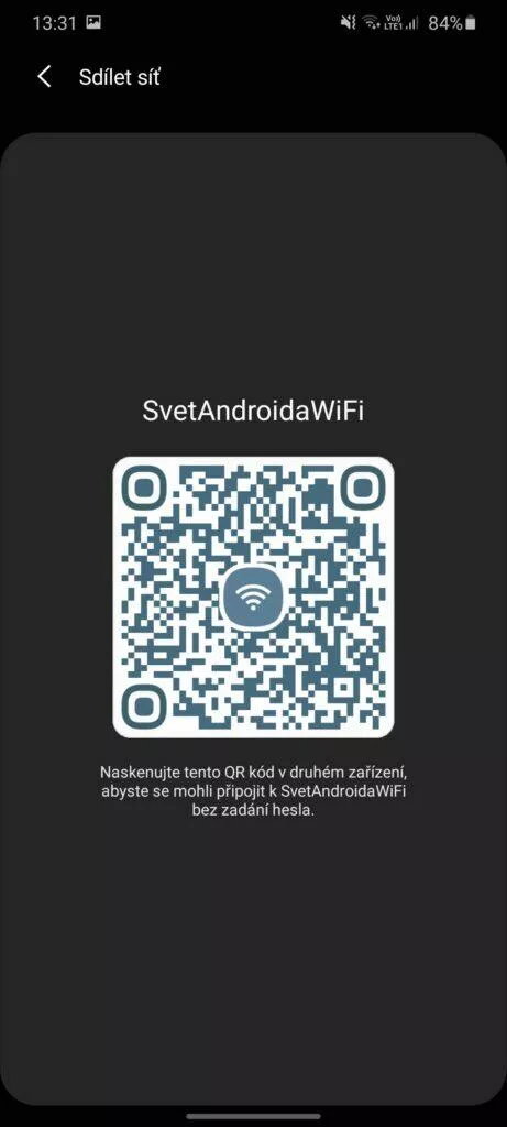 jak zjistit WiFi heslo v Androidu QR kód