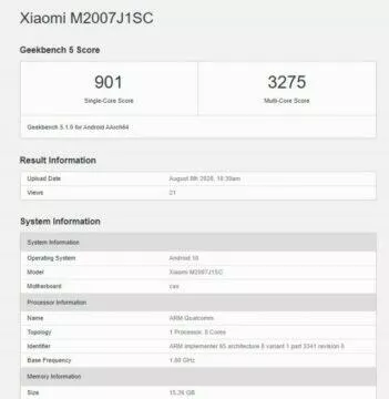 xiaomi mi 10 ultra geekbench