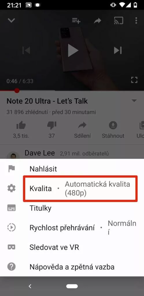 usetrit mobilni data youtube kvalita videa