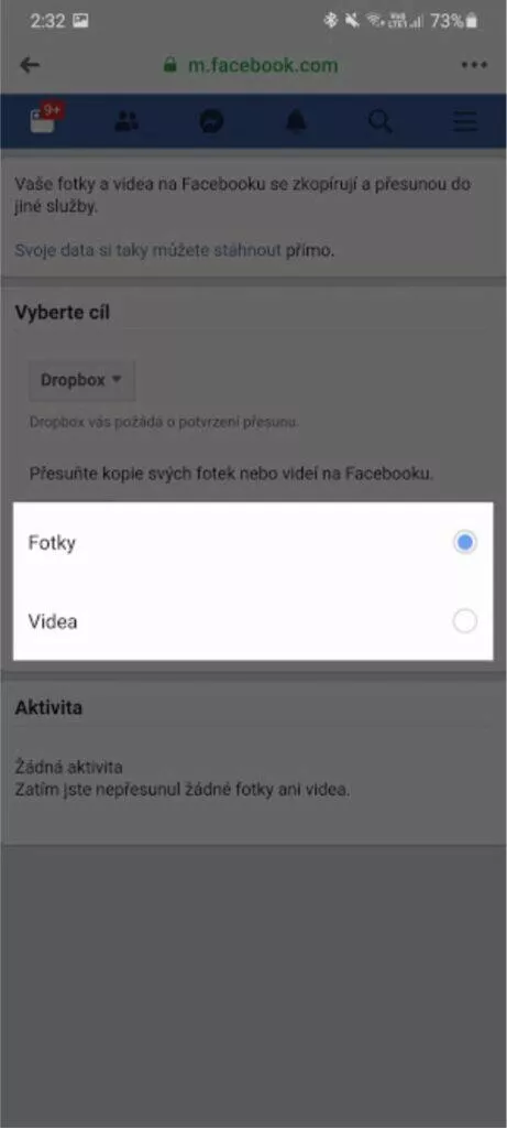 aplikace výběr obsahu