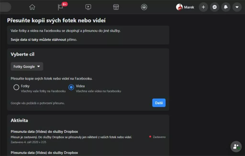 desktop výběr obsahu