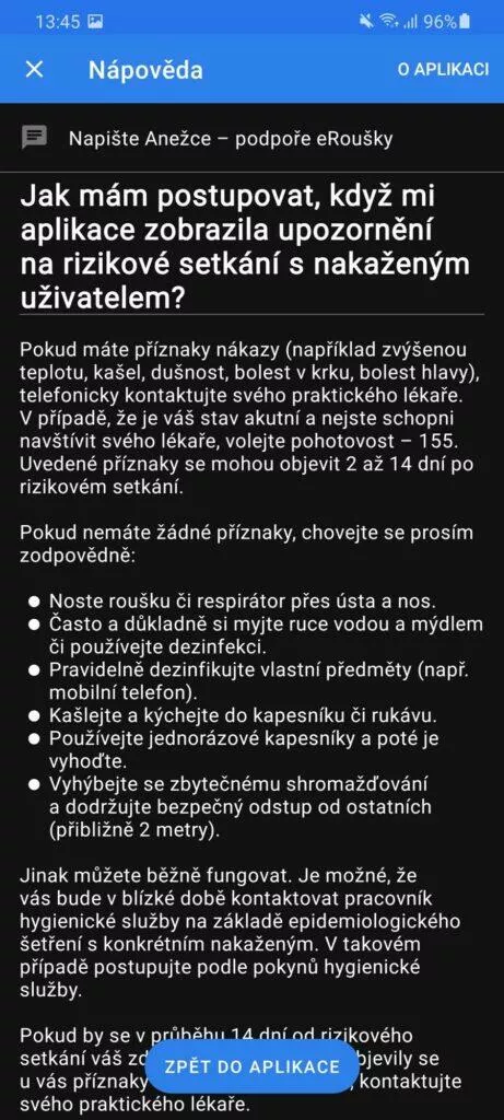 eRouška 2.1 nápověda