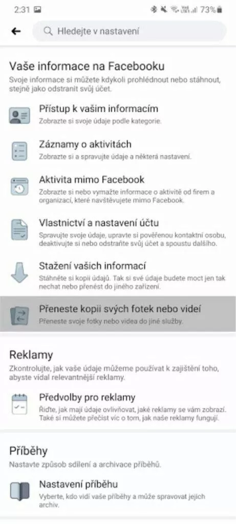 Facebook přenos fotek Fotky Google Dropbox aplikace