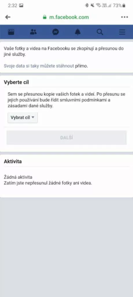 Facebook přenos fotek Fotky Google Dropbox nabídka
