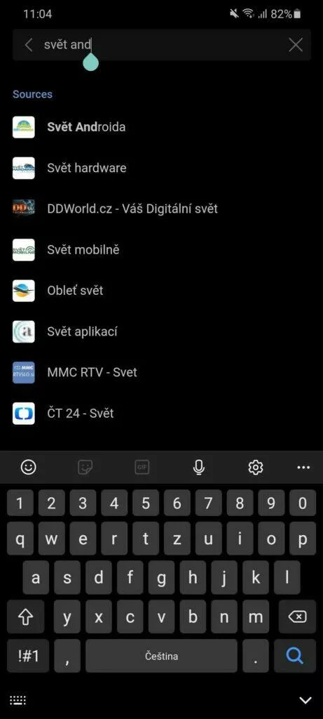 Feedly vyhledávání