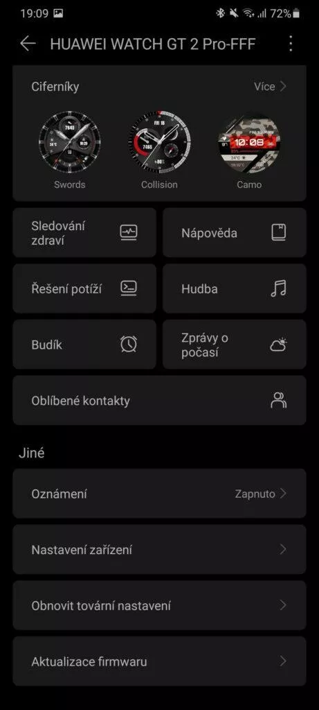 Huawei Health Zdraví hlavní karta spodek
