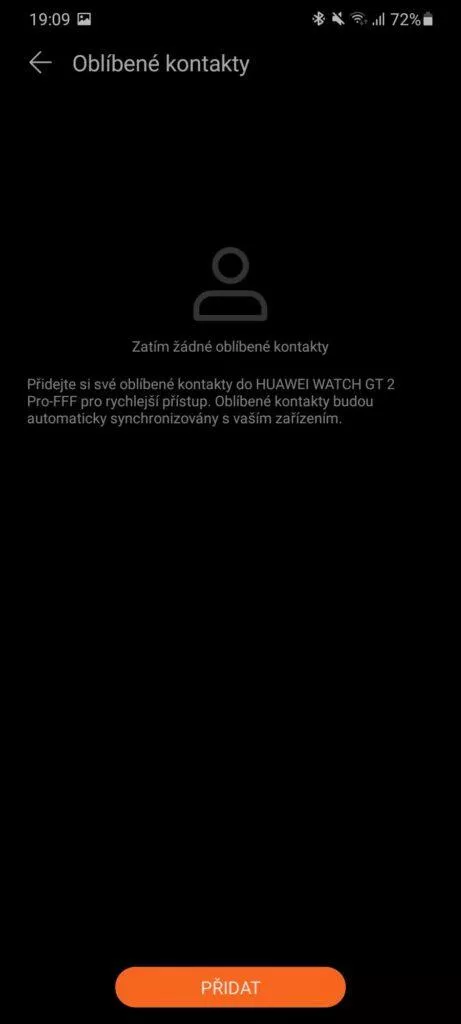 Huawei Health Zdraví oblíbené kontakty