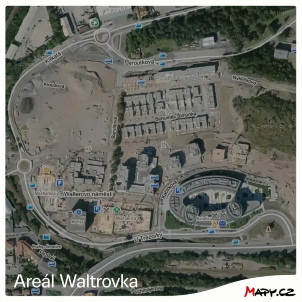Mapy.cz nové letecké snímky z Čech areál Waltrovka starý snímek