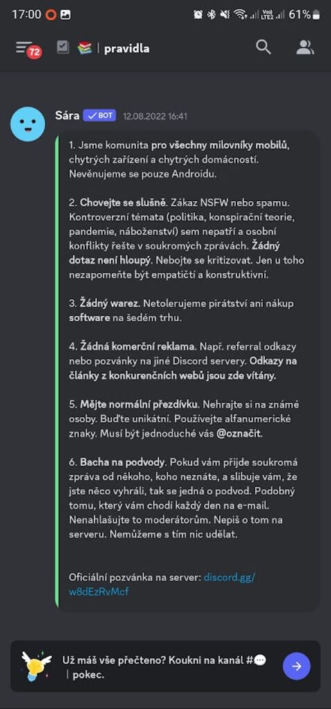 Svět Androida sledování sociální sítě Discord 2