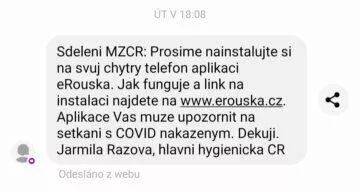 eRouška SMS screen