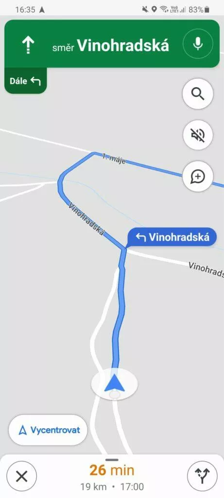 Google Mapy navigační ikony aut klasická šipka