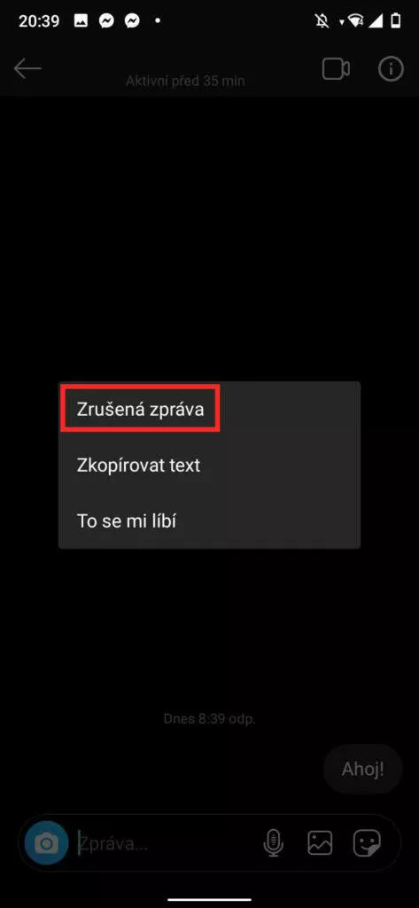 jak smazat zprávu direct insta