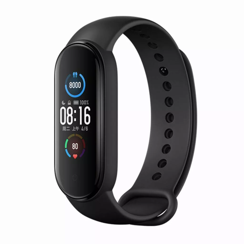porovnání Xiaomi Mi Band 5 Samsung Galaxy Fit2 Mi Band 5 bok