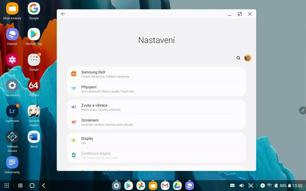 samsung galaxy tab s7 dex nastaveni