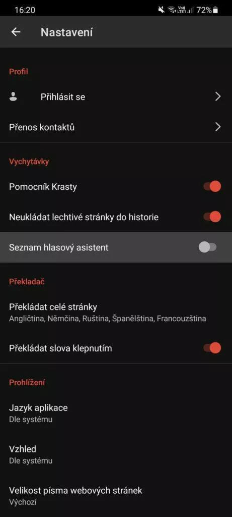 Seznam hlasový asistent zapnutí