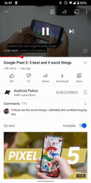 youtube-android-posouvani-klepnutim