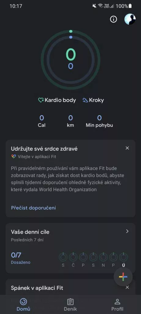 Google Fit Wear OS novinky hlavní stránka