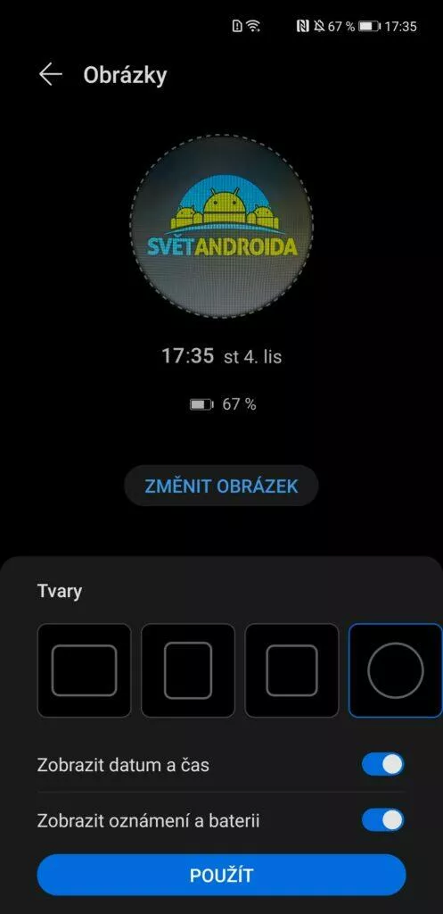 EMUI 11 Huawei Mate 40 Pro vlastní AOD