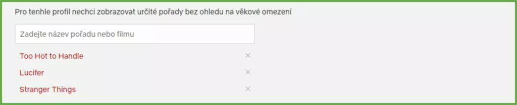 Netflix blokace nevhodného obsahu filtr pořadů