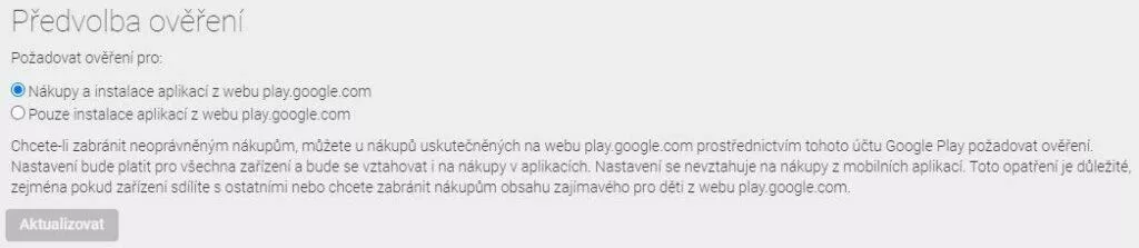 jak nastavit telefon pro dítě předvolba ověření Obchod Play