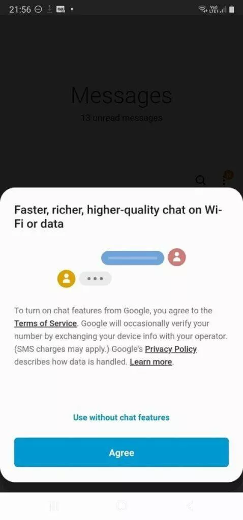 Samsung Zprávy RCS spuštění