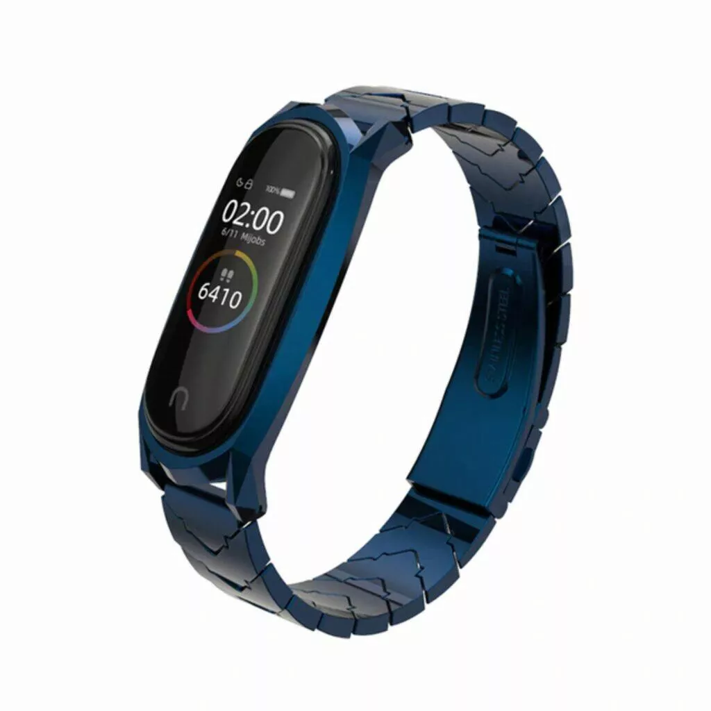 projektor BYINTEK K9 Mini Kovový řemínek pro Xiaomi Mi Band 3, 4 a 5 modrý