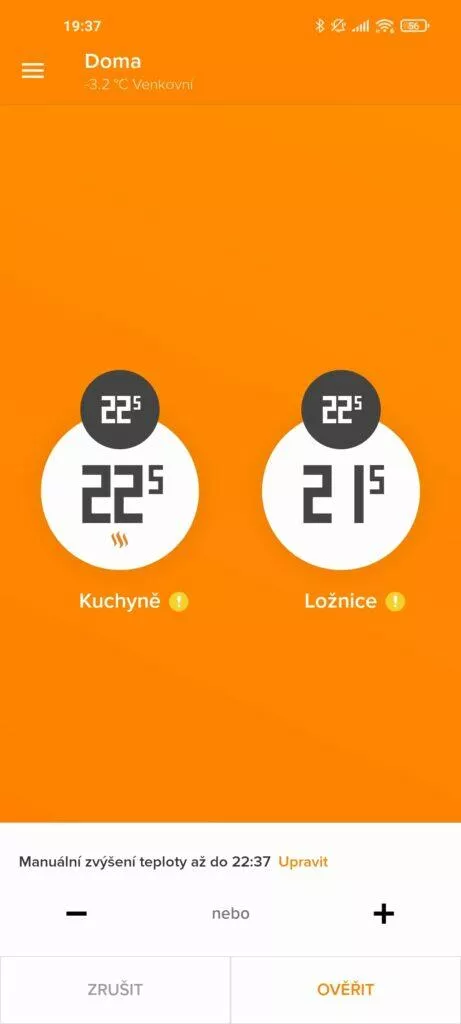 netatmo energy manualni zvyseni teploty