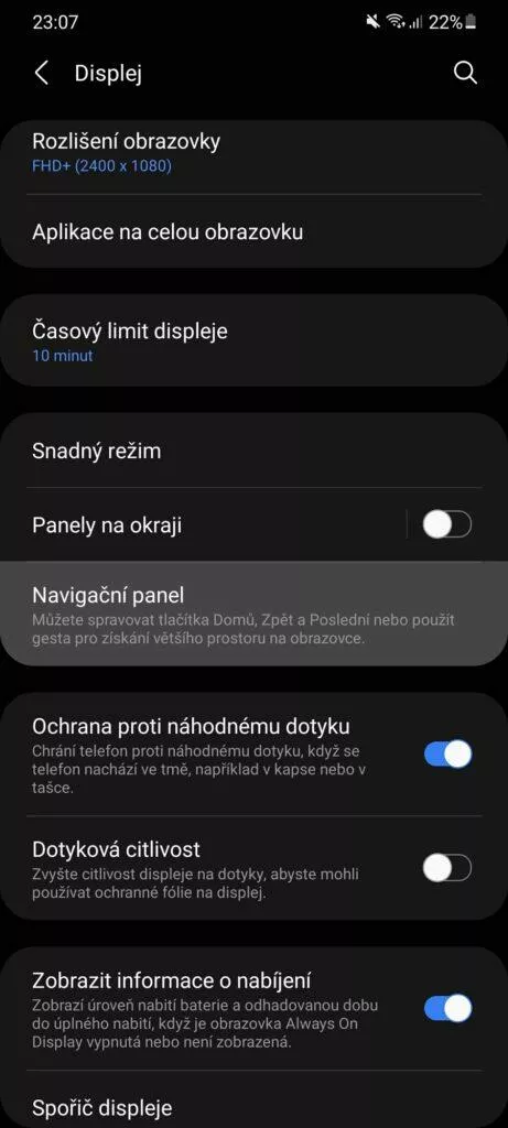 One UI displej