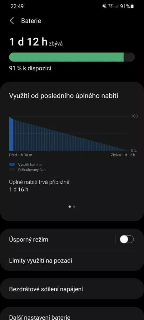 Samsung Galaxy S21 Ultra baterie přehled