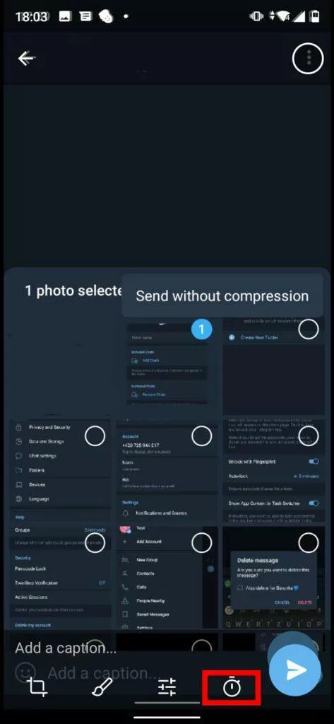 tipy telegram mizející fotky