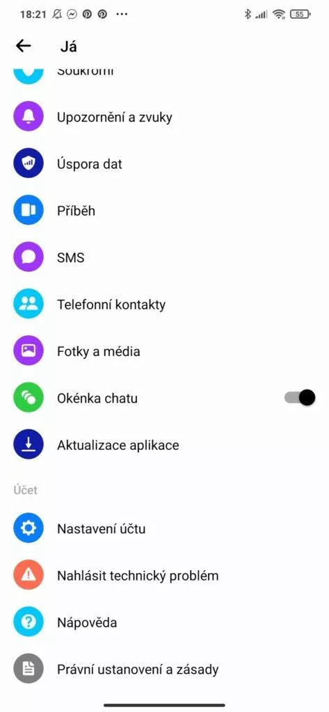 Android 10 jak zapnout vypnout messenger bubliny menu