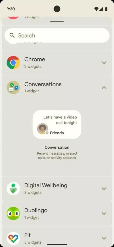 Android 12 konverzace