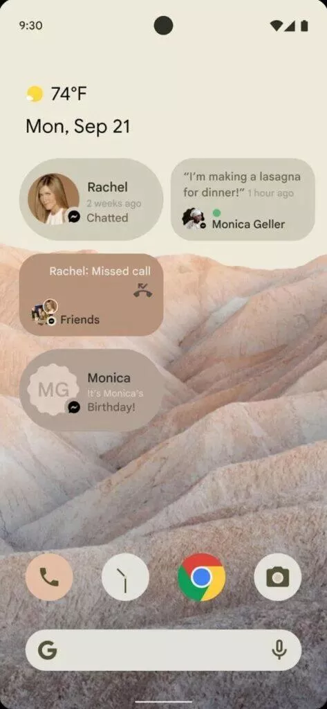 Android 12 změna vzhledu - widgety