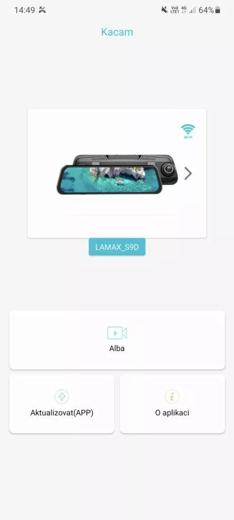 aplikace Kacam připojení kamery