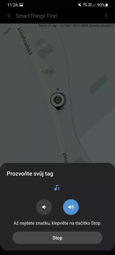 aplikace SmartThings prozvonění
