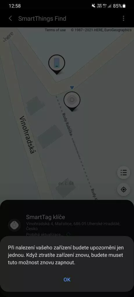 aplikace SmartThings upozornění