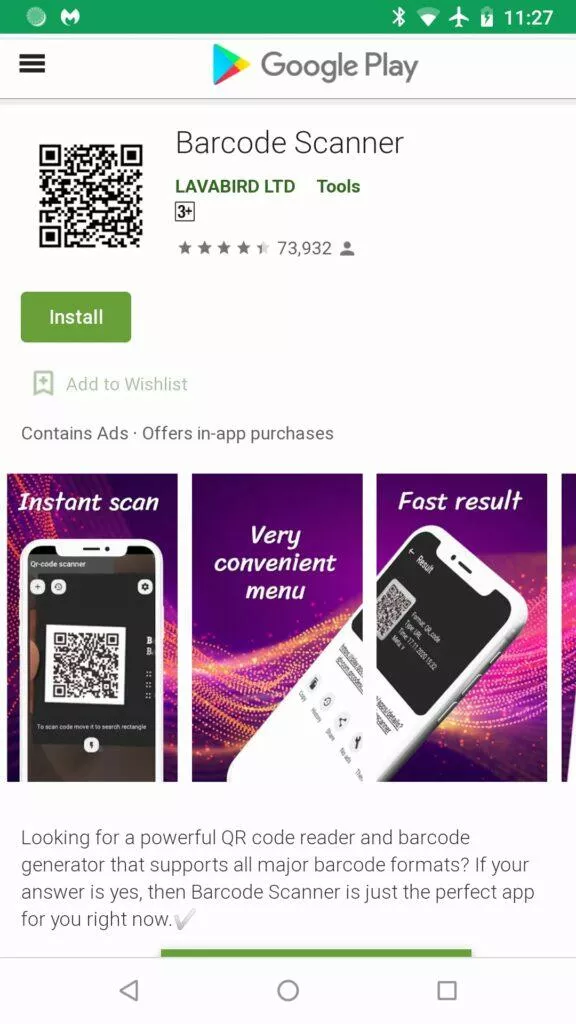 Barcode Scanner malware v play store