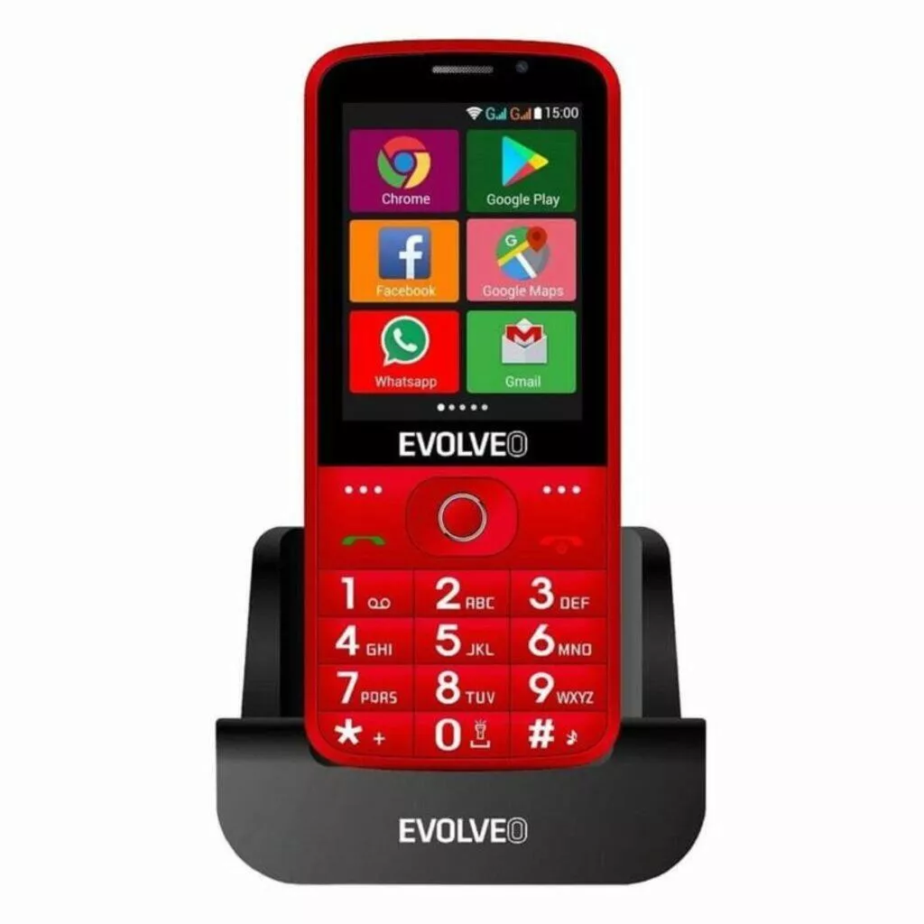 Android telefony pro seniory EVOLVEO EasyPhone AD červená nabíjení