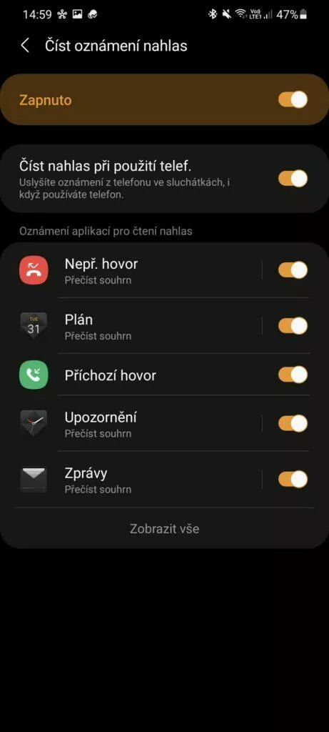 Galaxy Wearable oznámení