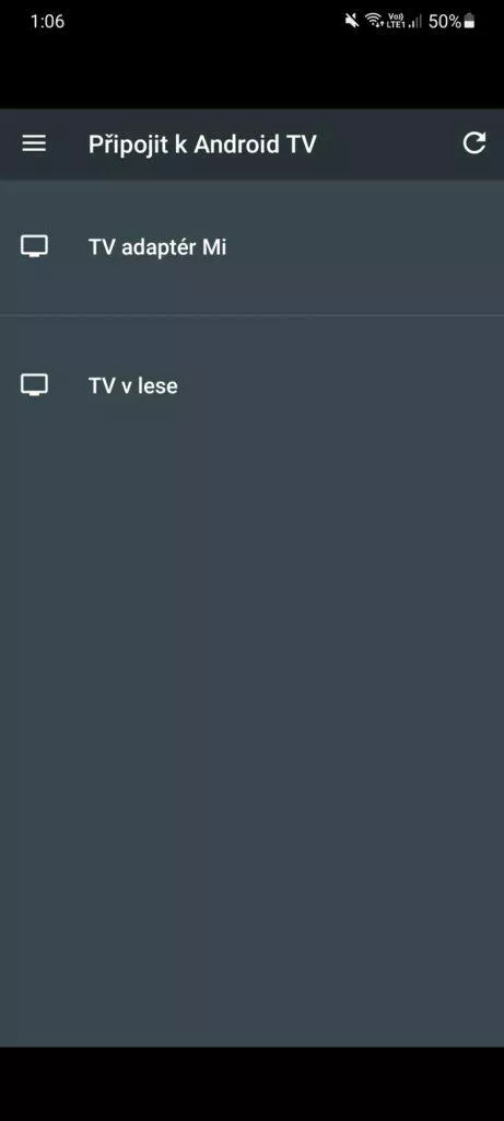 jak ovládat Android TV telefonem Android TV Remote Control vyber zarizeni