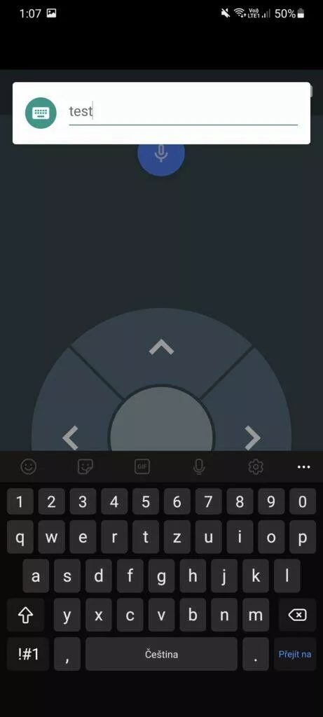 jak ovládat Android TV telefonem klavesnice