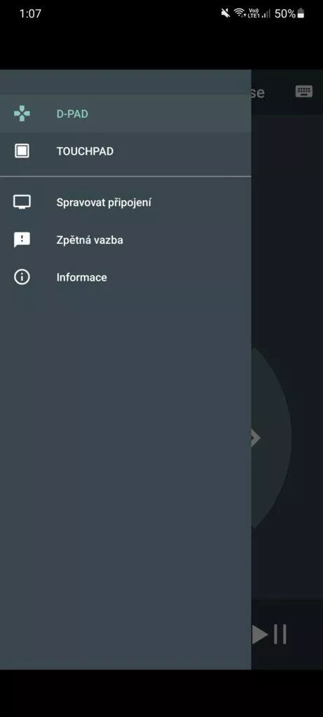 jak ovládat Android TV telefonem leve menu