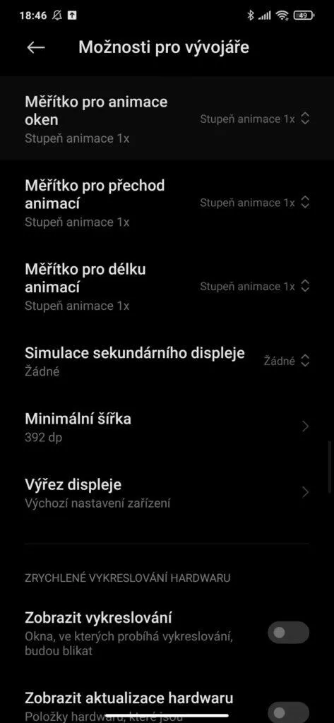 MIUI 12 zpomalený mobil animace měřítka
