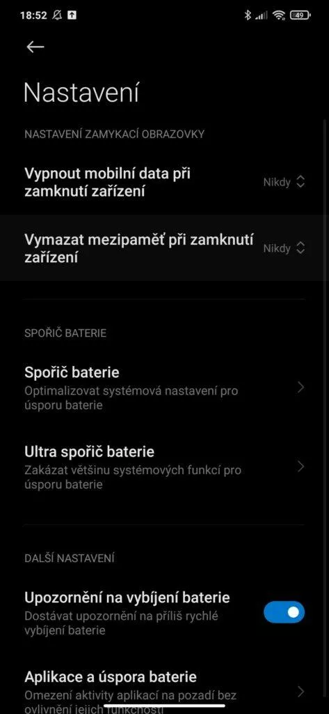MIUI 12 zpomalený mobil automatické mazání mezipaměti