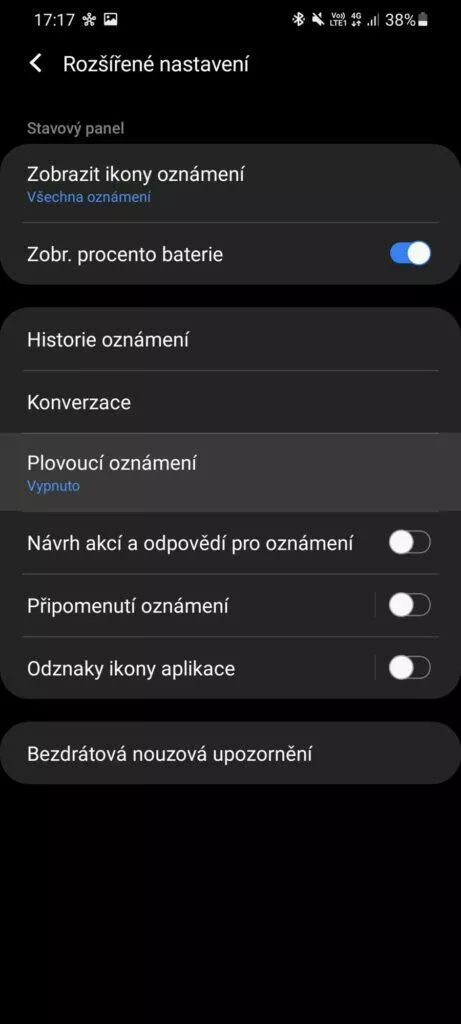 plovoucí oznámení