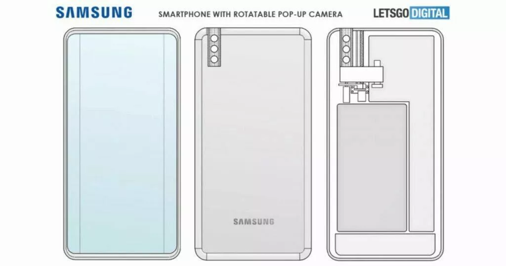 Samsung patent výsuvný otočný selfie foťák 1