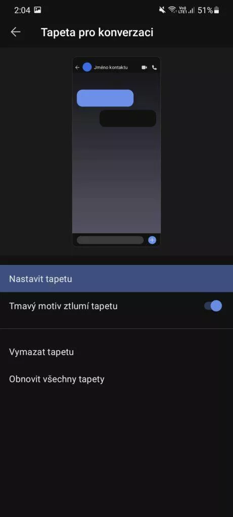 Signal změna tapety možnosti